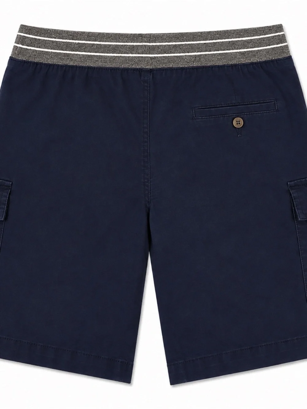 Boy’s Navy Cargo Shorts with Grey Elastic Waist